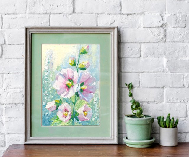 アオイ科の花束原画フラワーアート花のギフトのアイデア手工油