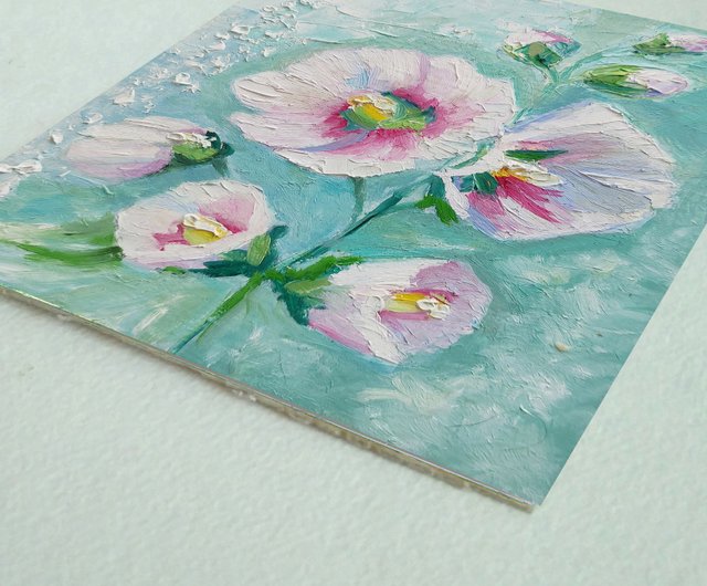 アオイ科の花束原画フラワーアート花のギフトのアイデア手工油