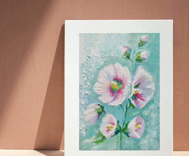 アオイ科の花束原画フラワーアート花のギフトのアイデア手工油