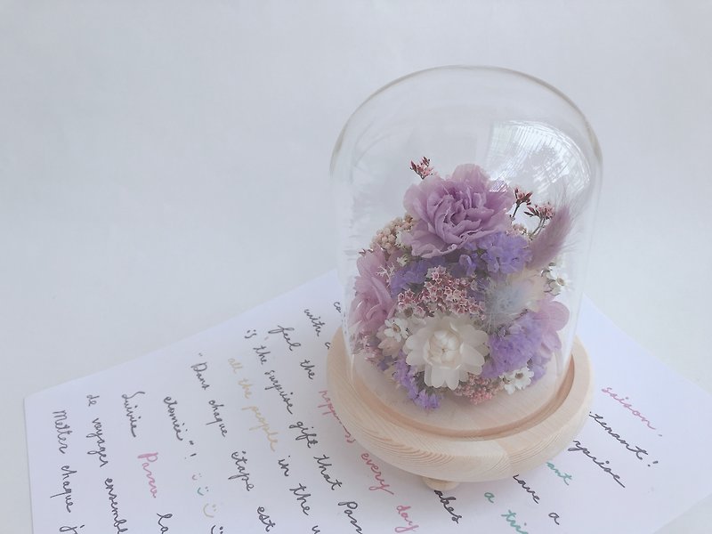 Carnation Preserved Flower Bell Jar Flower Gift - ช่อดอกไม้แห้ง - พืช/ดอกไม้ สีม่วง