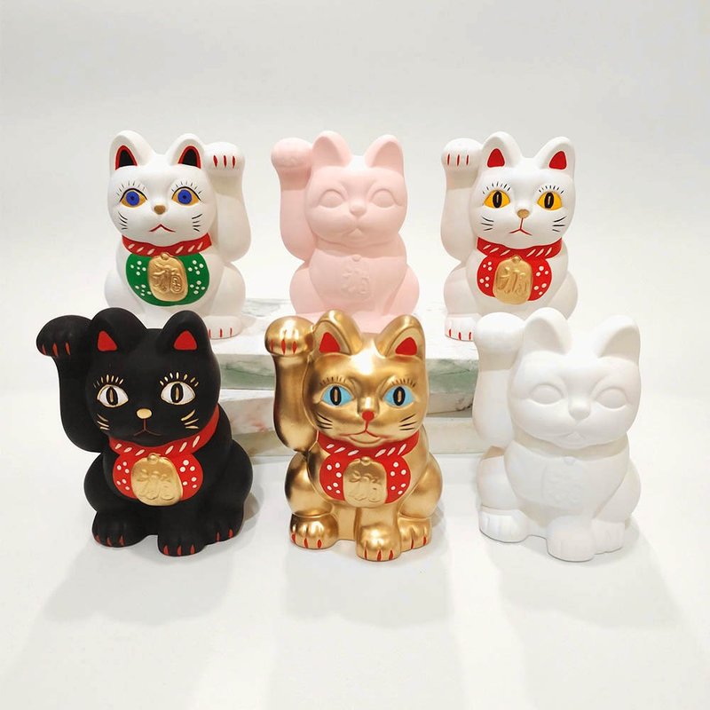 【日本製加藤陶器】瀨戶燒手繪陶瓷純色招財貓 (三色可選) - 擺飾/家飾品 - 陶 多色