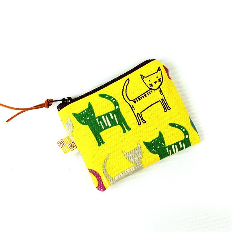 色の黄色の猫ゼロ財布_ - 小銭入れ - コットン・麻 イエロー