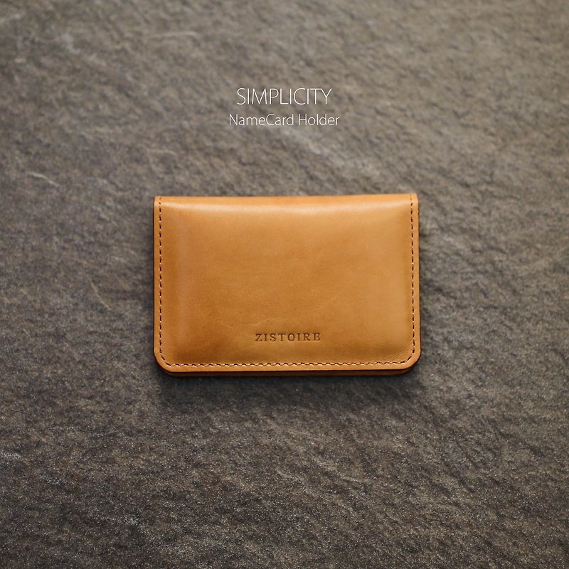 [SIMPLICITY] ZiBAG-027 / NameCard Holder / minimalist business card holder / yellow brown (clouds brushed) │Tan (oil side: brown) - Card Holders & Cases - Genuine Leather 