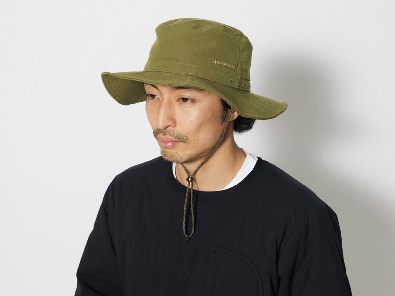 TAKIBI Hat bucket hat-olive green - หมวก - เส้นใยสังเคราะห์ สีเขียว