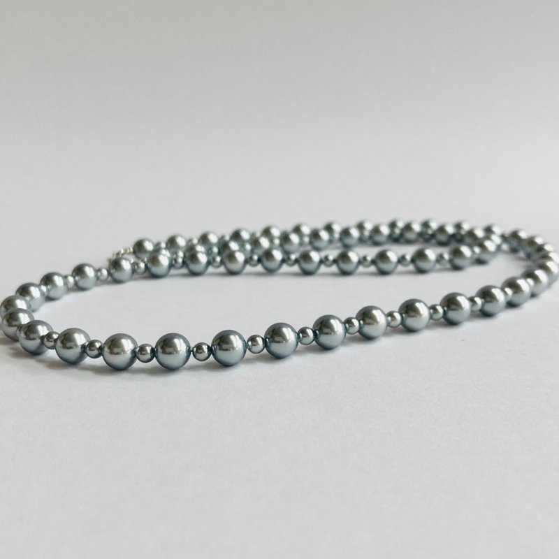 貝パールコンビマチネーネックレス/6.5mm約60cm/グレー/R/made in japan - 項鍊 - 貝殼 灰色