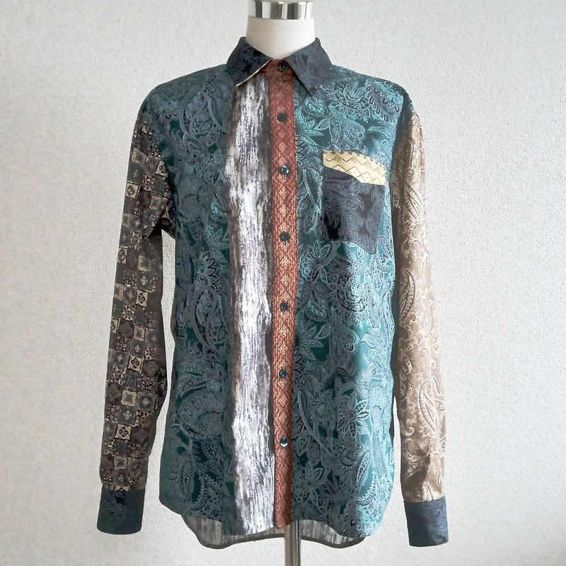 アーティストデザインシャツ　038　世界で1枚の個性的なシャツ - 男裝 恤衫 - 棉．麻 多色