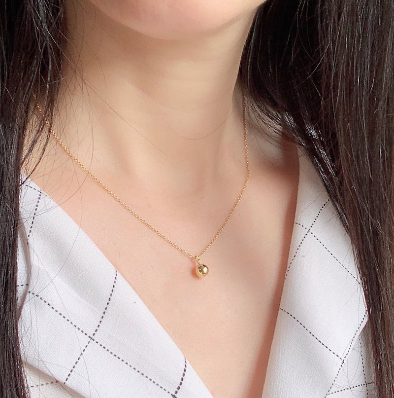 [14Kgf non-fading] 6mm gold ball clavicle chain single bead customized without allergies - Necklaces - Precious Metals Gold