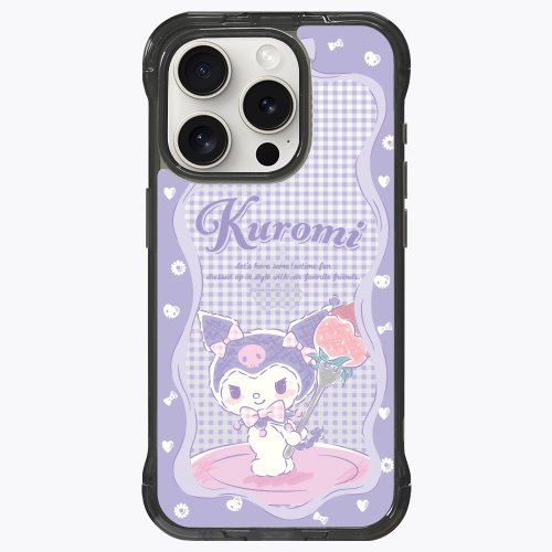 LANI's 風格防摔手機殼 酷洛米 草莓蛋糕懶人支架款【標準透黑】iPhone 16 15 14 Pro Max