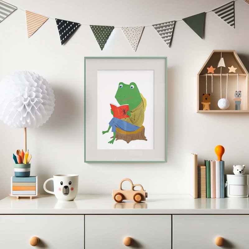 Mosquitoes. The Reading Frog Illustration. Frame/Unframed Print - โปสเตอร์ - กระดาษ หลากหลายสี