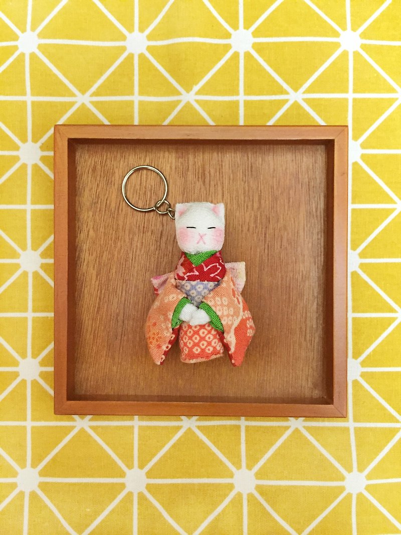 貓少女的和服日常-吊飾鑰匙圈 - 鑰匙圈/鑰匙包 - 紙 紅色