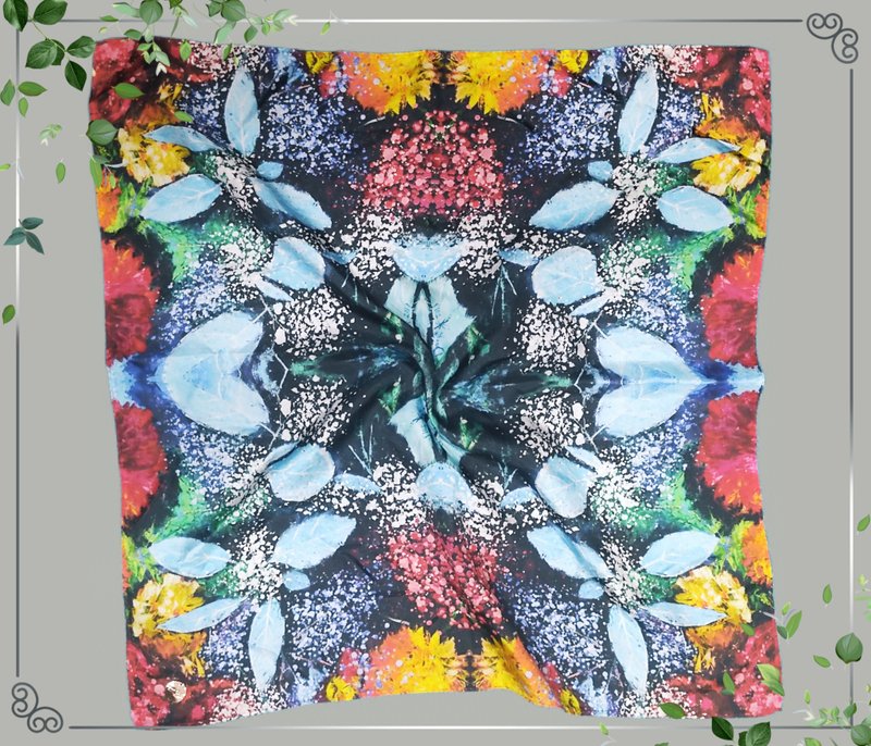 藝術商品化-繁花 100%蠶絲巾 訂製-文創禮品-小眾設計師品牌 - 絲巾 - 絲．絹 多色