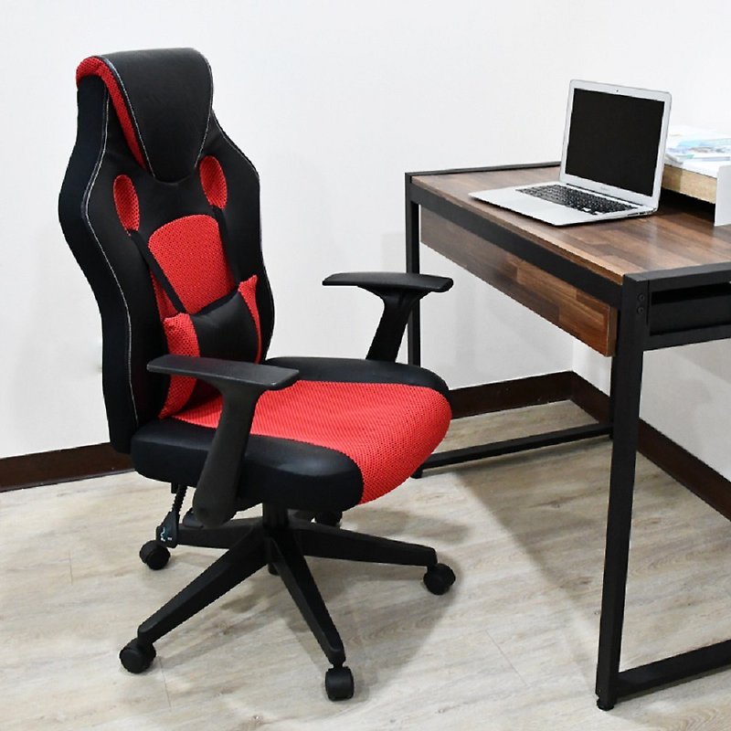 Functional and beautiful racing chair with back armrest office chair computer chair made in Taiwan - เก้าอี้โซฟา - วัสดุอื่นๆ สีแดง