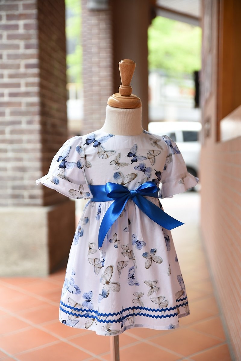 小さな青い蝶ドレス - その他 - コットン・麻 ブルー