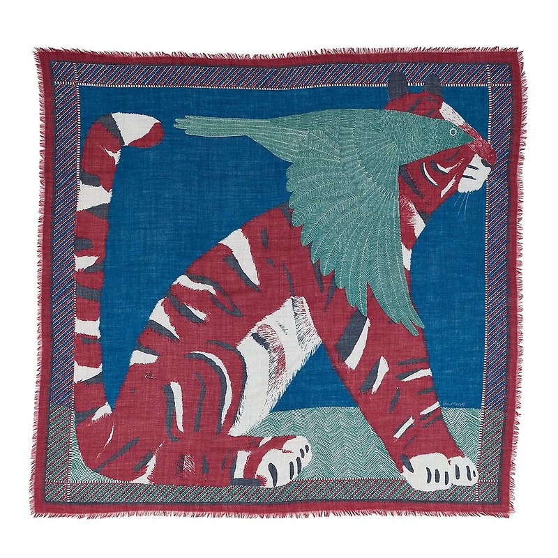 Inouïtoosh JEAN LOUP wool scarf / BLUE - ผ้าพันคอถัก - ขนแกะ สีม่วง