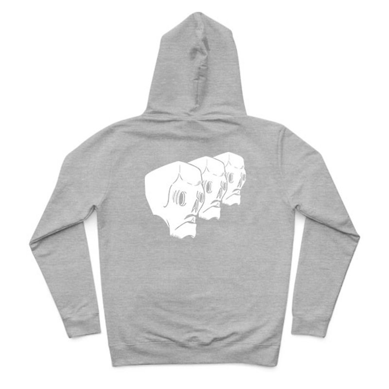 Skull gang - dark gray Linen- Hooded zipper jacket - เสื้อฮู้ด - ผ้าฝ้าย/ผ้าลินิน สีเทา