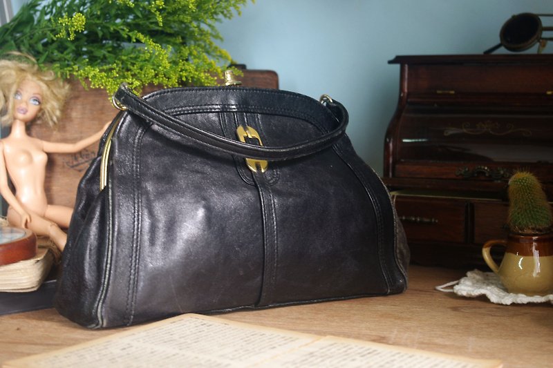 4.5studio- Nordic ancient antique black leather bag -50tal dumplings package - Handbags & Totes - Genuine Leather Black