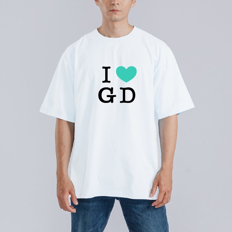 GD 權志龍 綠色 愛心 同款 衣服 童裝 落肩 寬版 純棉 排汗衣 白T - 男 T 恤 - 棉．麻 多色