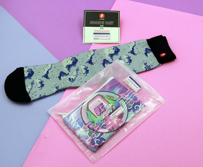 Fool's Day X Wee Girls Club Special Edition Package Desert Camo Blue00004 + wallet - Socks - Other Materials Multicolor