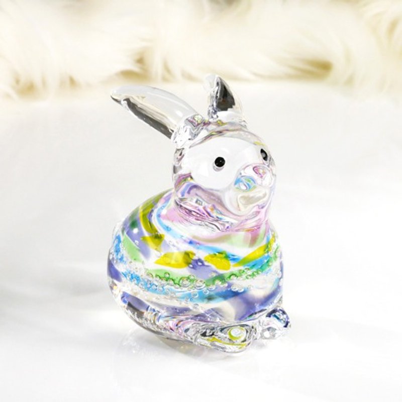 [Rainbow] Rabbit, auspicious glass figurine, cute even if it's not the sexagenary cycle - Other - Glass 