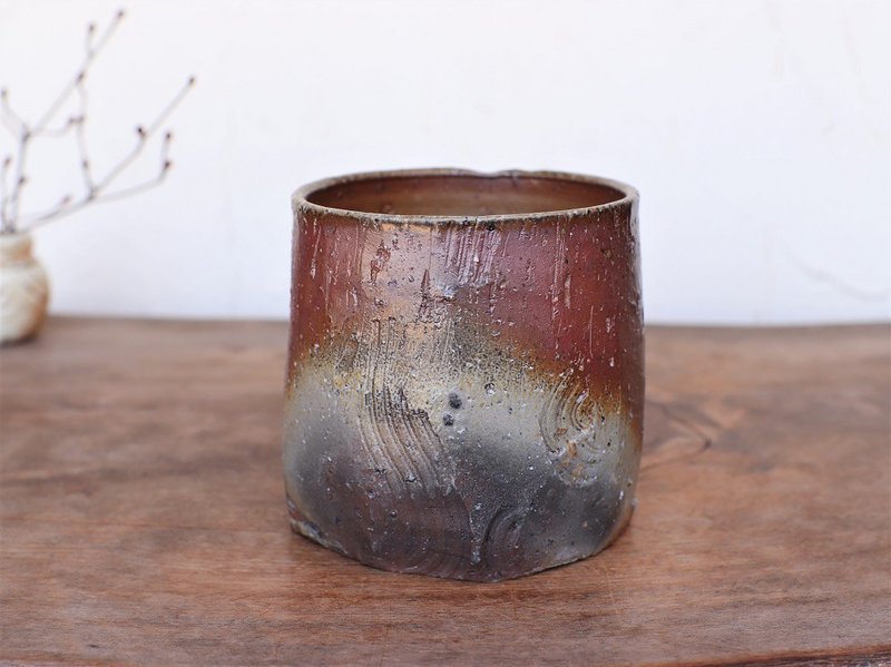 備前焼 焼酎呑(波)サンギリ　s7-057 - 酒杯/酒器 - 陶 咖啡色