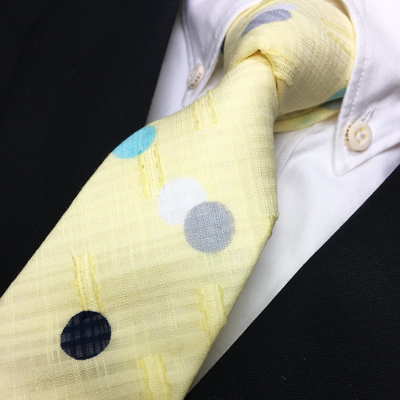 random dot tie necktie - ネクタイ・タイピン - コットン・麻 イエロー