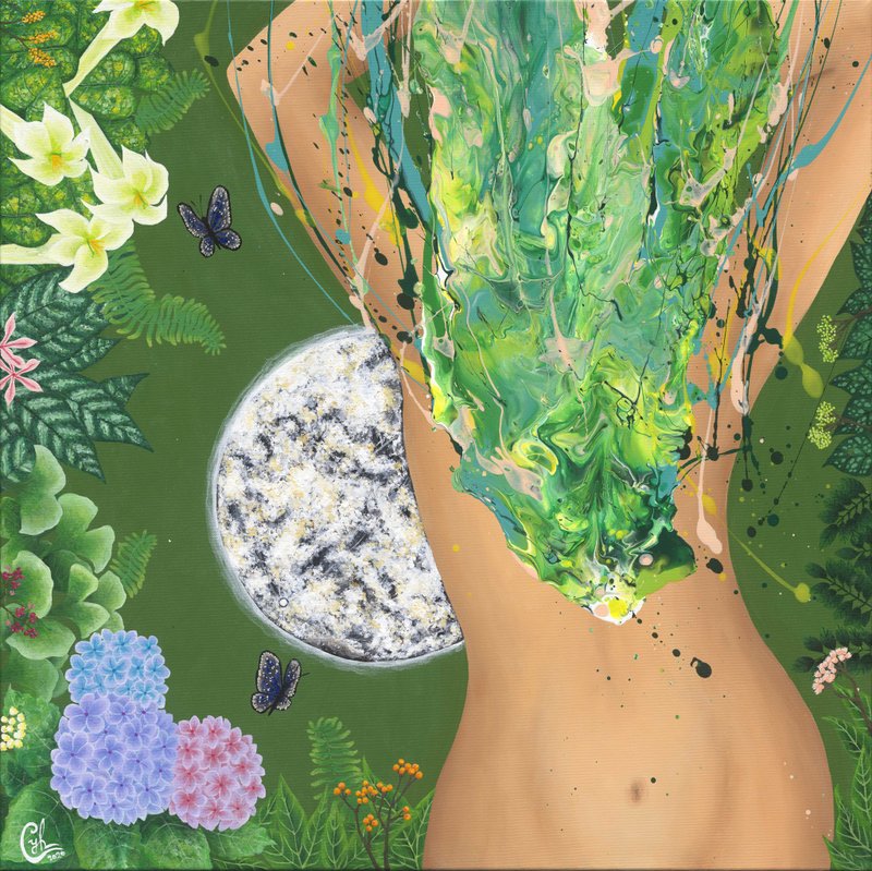 月亮女性繪畫－與大地母親共振 - 海報/掛畫/掛布 - 棉．麻 多色