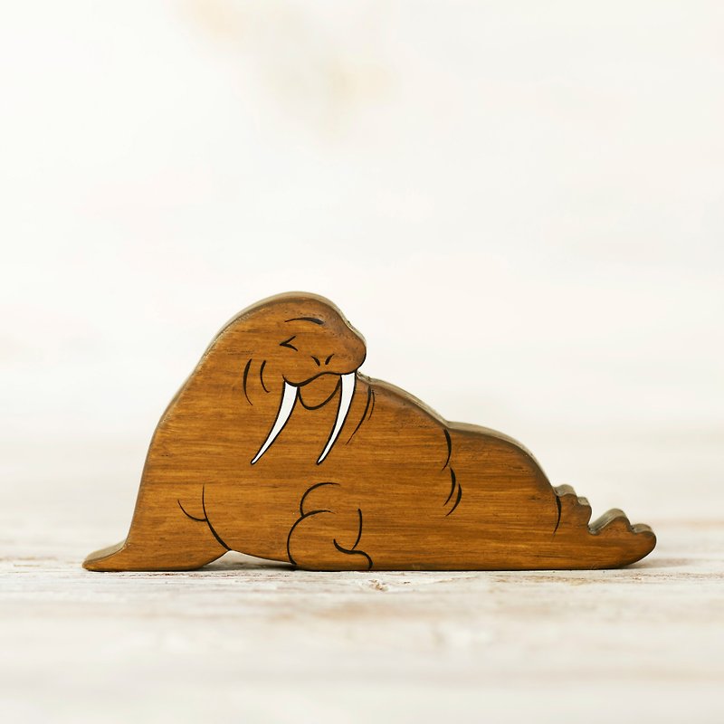 Eco-Friendly Materials Kids' Toys Brown - Wooden Walrus figurine Arctic animals North animal figure