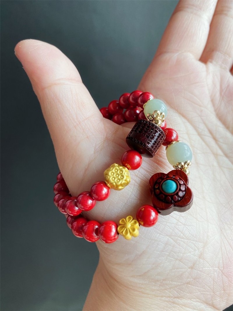 Crystal Bracelets Red - Baoping cinnabar and Tianyu parent-child design gift for child purification and decontamination design gift for the full moon ceremony