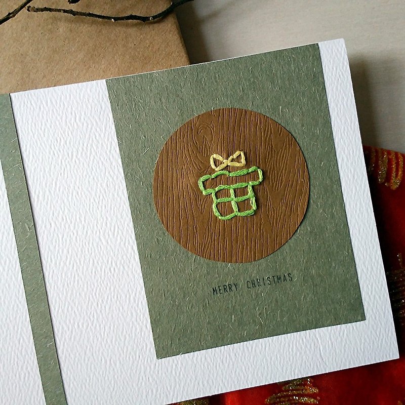 Hand-sewn image Christmas card (gift) (original)