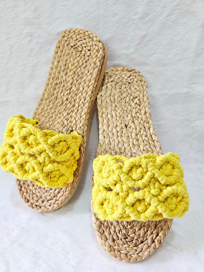 Handmade Macrame sandals made from  Water Hyacinth - Slippers - Plants & Flowers Yellow