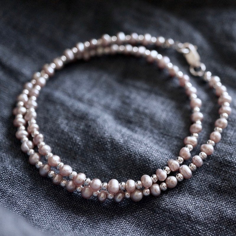 ITS：960 [小さな天然淡水真珠のネックレスシリーズ】・シルバー925ラベンダーの天然淡水真珠のネックレス小さなもの。 - ネックレス - 金属 シルバー