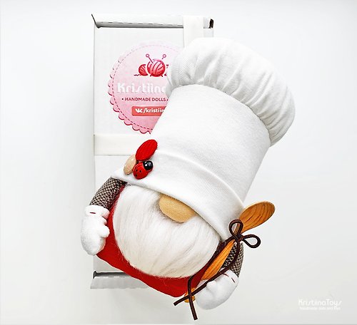 KristiinaToys Kitchen gnome 20 cm Handmade chef gnome Personalized gift for mom Kitchen decor