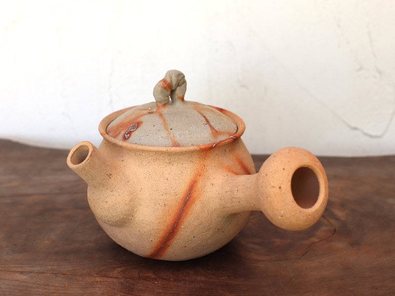 備前焼 急須・ひだすき　k1-096 - 茶壺/茶杯/茶具 - 陶 橘色