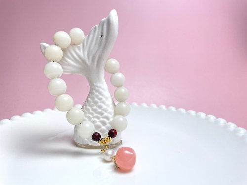 Athena珍珠設計 水蜜桃 天然淡水珍珠 白玉菩提 檀香紫檀 手環手鏈