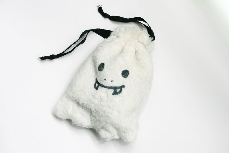 Fluffy Ghost Monster Drawstring Bag - กระเป๋าใส่เหรียญ - ไฟเบอร์อื่นๆ สีเทา