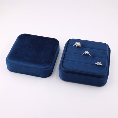 AndyBella Jewelry 3列9只戒指收納盒 旅行攜帶藍色珠寶盒