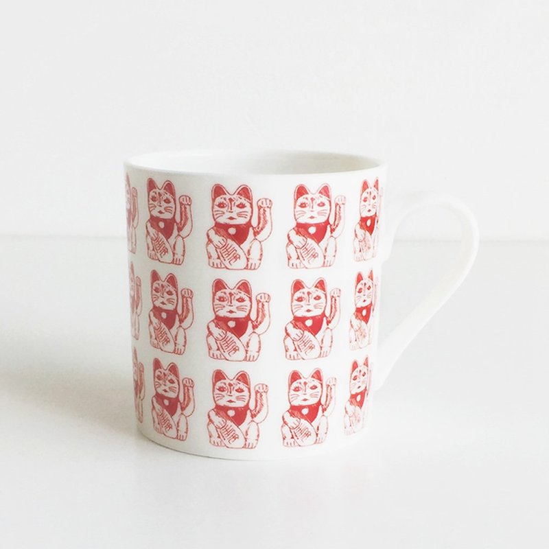 Lucky Cat Mug - แก้ว - เครื่องลายคราม สีแดง