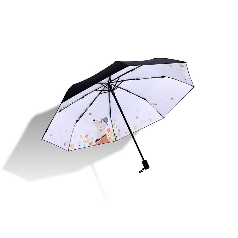 PRAINMr.Dog遮陽傘防紫外線兩用折疊創意黑膠防曬太陽傘晴雨傘 - 其他 - 聚酯纖維 粉紅色