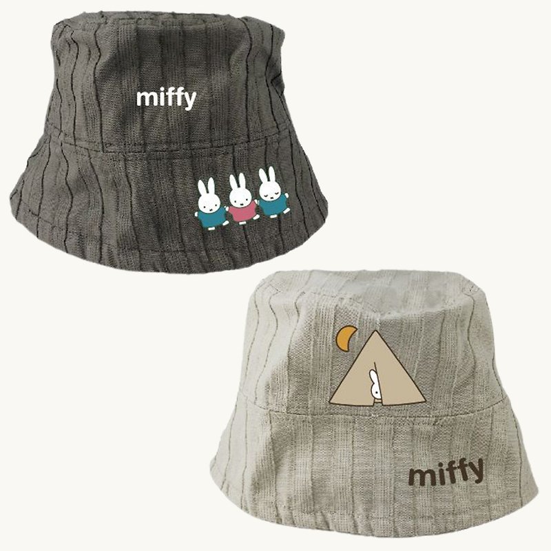 MIFFY Authorized-Miffy Rabbit Japanese Bucket Hat (Military Green & Rice) - หมวก - ผ้าฝ้าย/ผ้าลินิน สีกากี