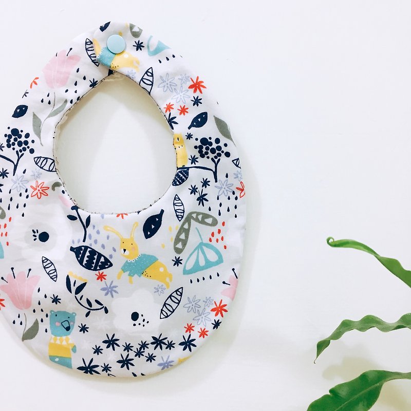 Forest parties animal double-sided hand-made bibs - Bibs - Cotton & Hemp White