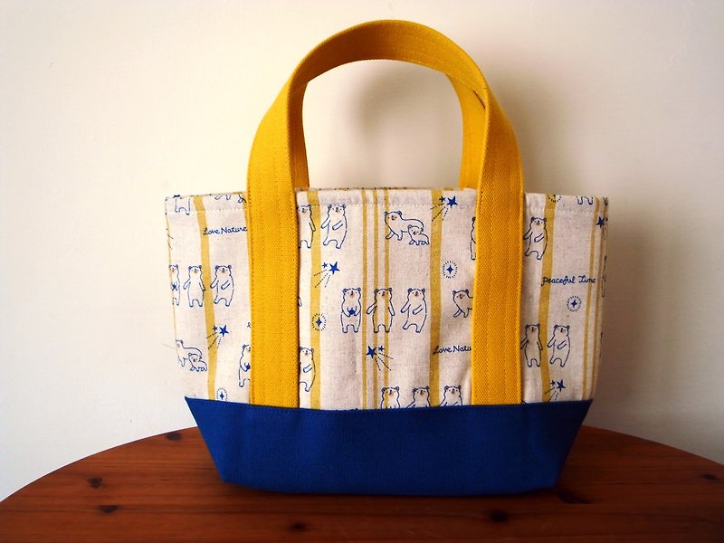 [Bear] classic limited edition tote bag Ssize bear x sunflower x snorkel blue - deep blue Cubs x x Sunflower - - Handbags & Totes - Cotton & Hemp White
