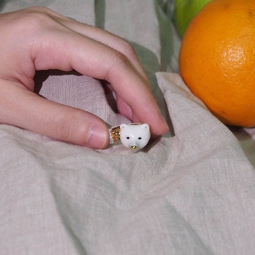 maryloujewelry White Bear Hugging Ring
