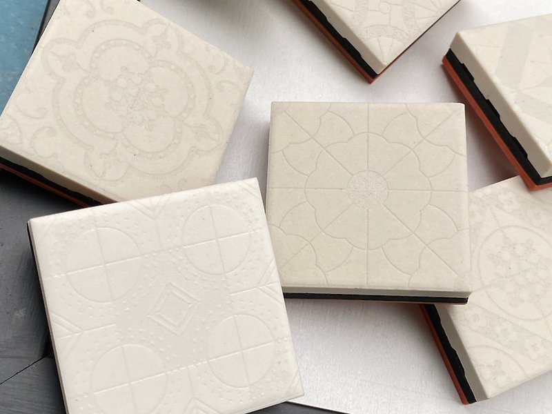 橡膠 印章/印台 白色 - | 復古花磚系列 | 瓷磚印章/共8款