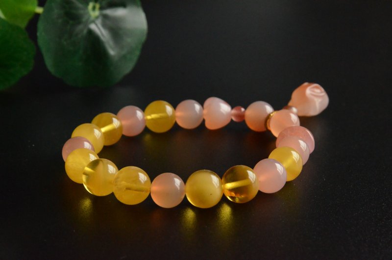 [Yingxia] Natural amber gold twisted honey scarlet agate bracelet - Bracelets - Gemstone 