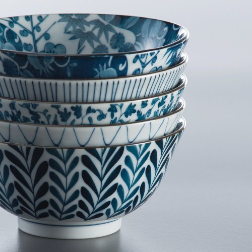 西海陶器】手描きシリーズお粥茶碗（5個入） - ギフトセット