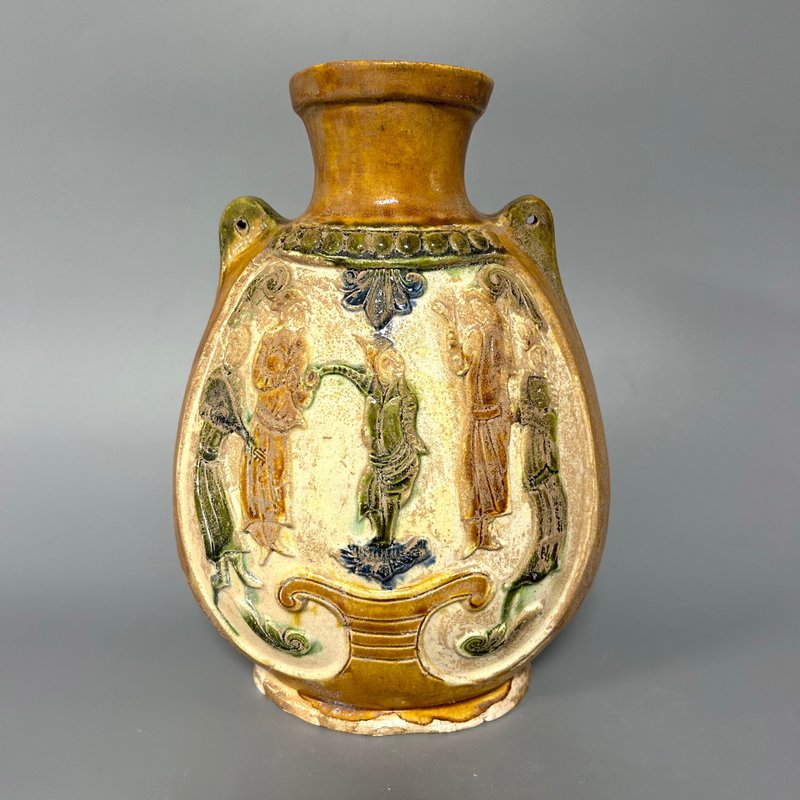 唐三彩胡騰舞扁壺 - 擺飾/家飾品 - 陶 卡其色
