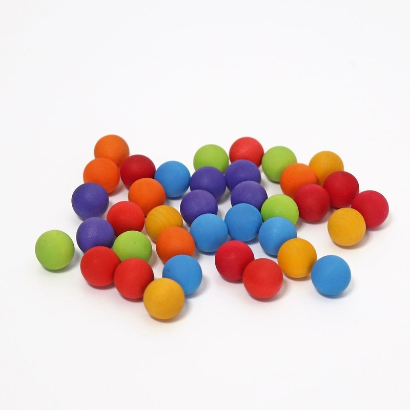 Grimm's - Small Wooden Marbles - 35 Pack - Kids' Toys - Wood Multicolor