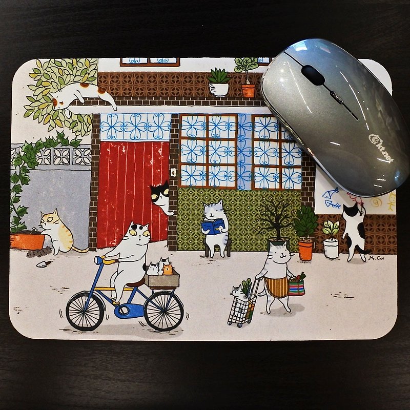 Three cats shop ~ nostalgic house mouse pad - Mouse Pads - Polyester 