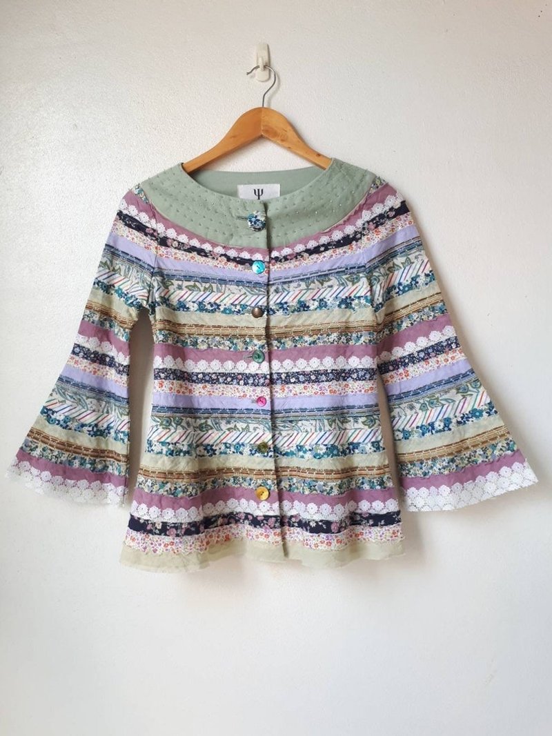 Vintage YOICHI NAKASAWA Pachwork Blouse Size XS - 女上衣/長袖上衣 - 棉．麻 