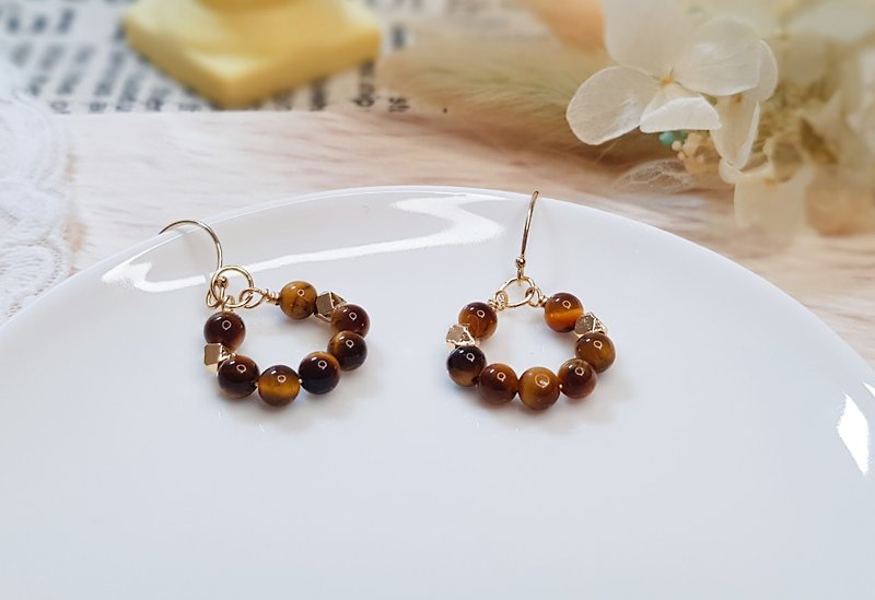 Stone natural stone earrings/changeable Clip-On - Earrings & Clip-ons - Gemstone Orange